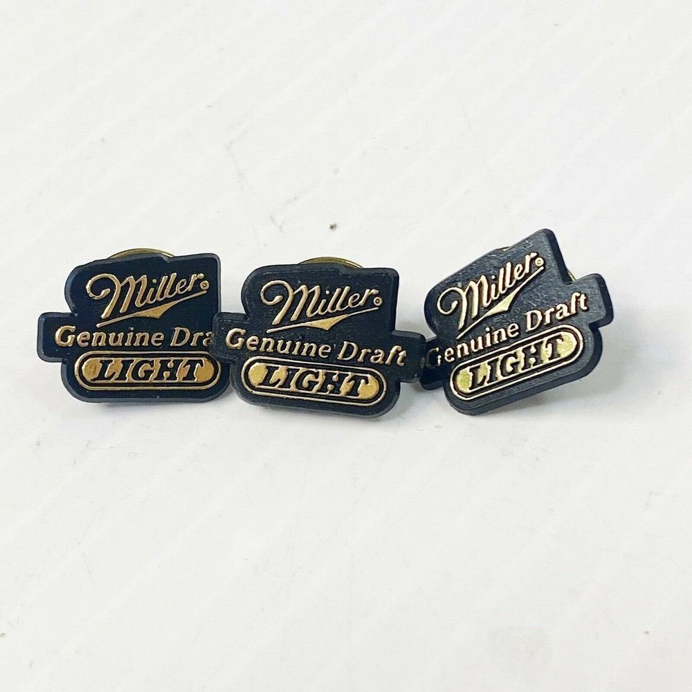 3 pc Miller Light Beer Vintage Lapel Pins